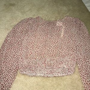 Blush smocked waist floral blouse